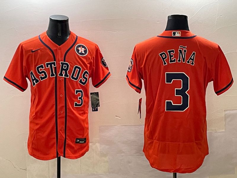 Men Houston Astros #3 Pena Orange Elite 2025 Nike MLB Jersey style 2